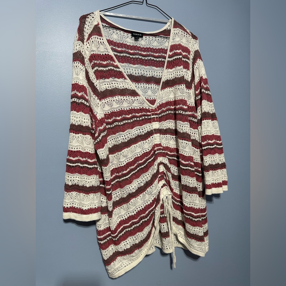Torrid Red and Cream Knit Sweater